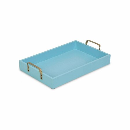 TARIFA Wooden Tray with Gold Handles, Light Blue TA3104699